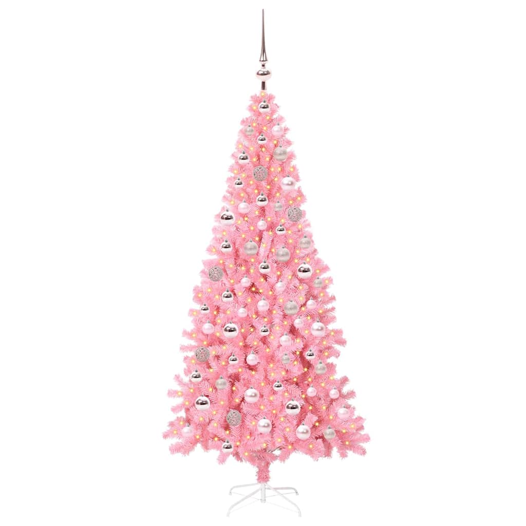 VidaXL Sapin de Noël avec 300 LED avec PVC rose standard 180 cm