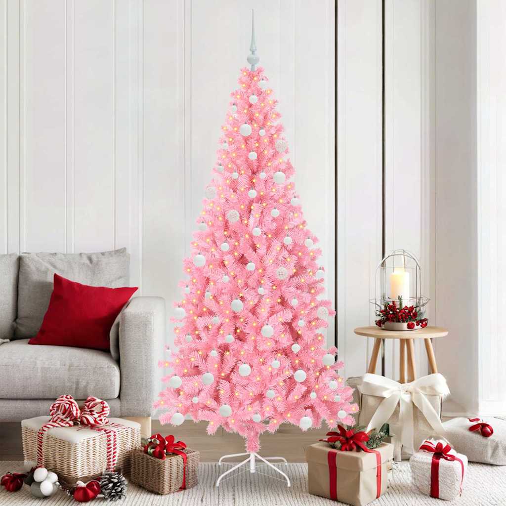 VidaXL Sapin de Noël avec 300 LED avec PVC rose standard 180 cm