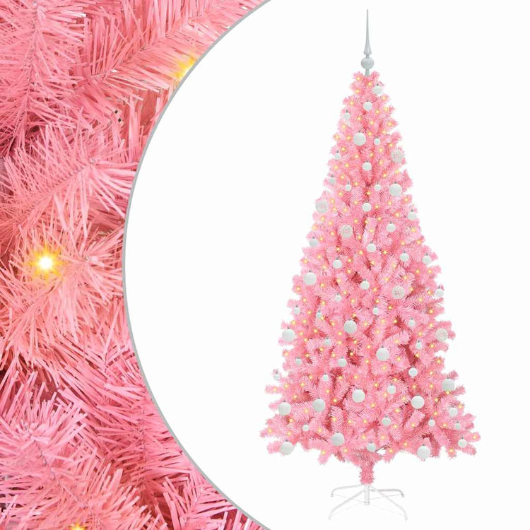 VidaXL Sapin de Noël avec 300 LED avec PVC rose standard 180 cm