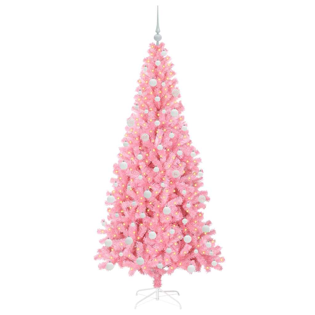 VidaXL Sapin de Noël avec 300 LED avec PVC rose standard 180 cm