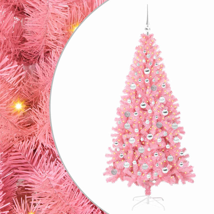 VidaXL Sapin de Noël avec 300 LED avec PVC rose standard 180 cm