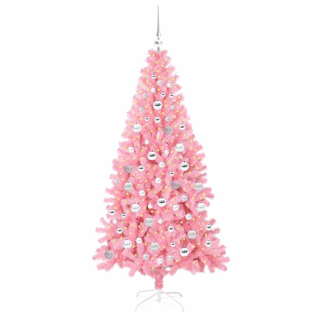 VidaXL Sapin de Noël avec 300 LED avec PVC rose standard 180 cm