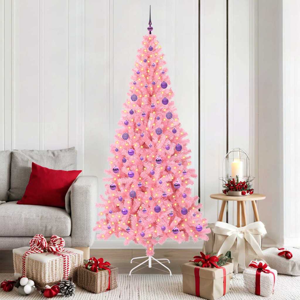 VidaXL Sapin de Noël avec 300 LED avec PVC rose standard 180 cm