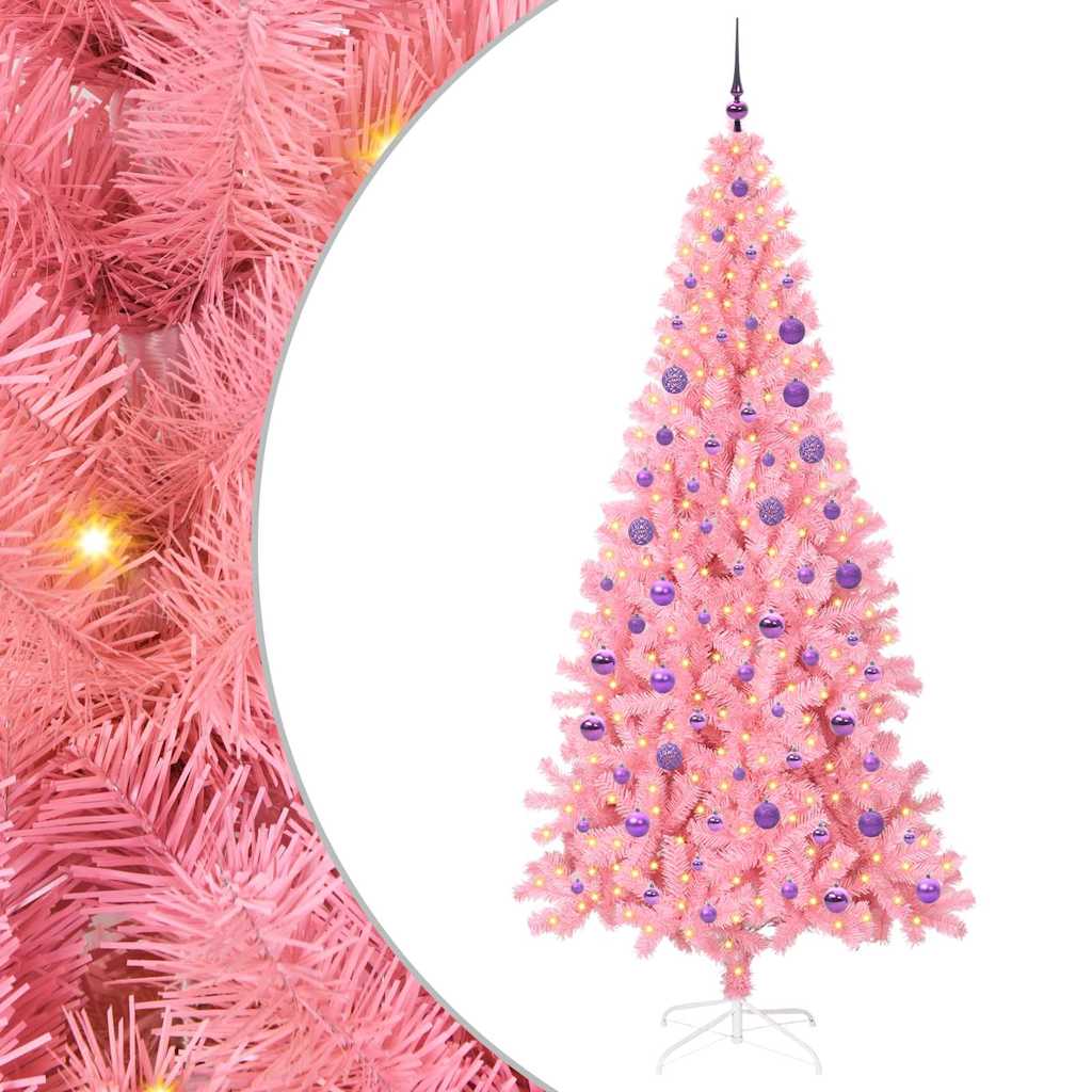 VidaXL Sapin de Noël avec 300 LED avec PVC rose standard 180 cm