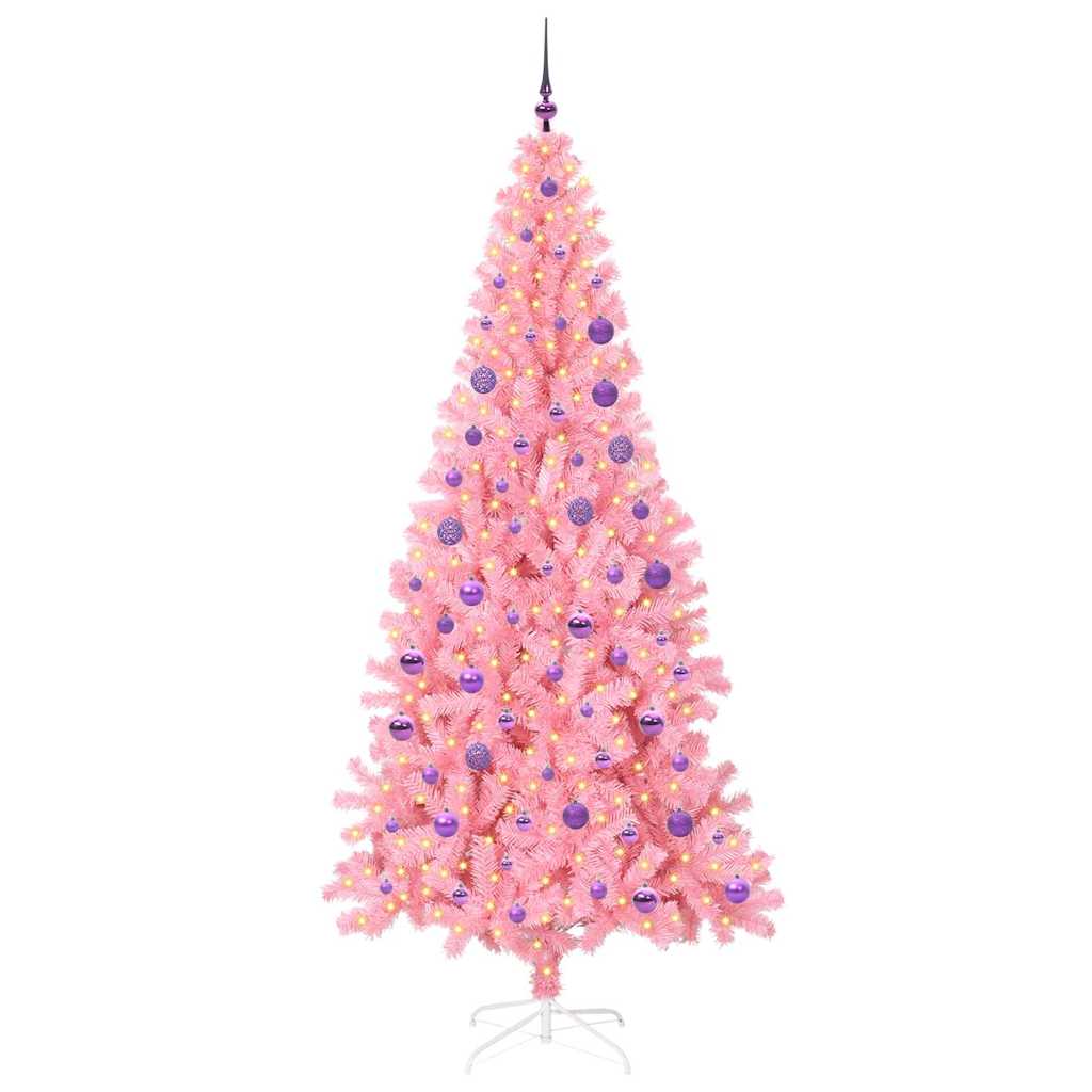 VidaXL Sapin de Noël avec 300 LED avec PVC rose standard 180 cm