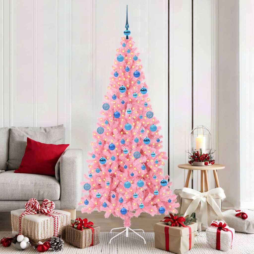 VidaXL Sapin de Noël avec 300 LED avec PVC rose standard 180 cm