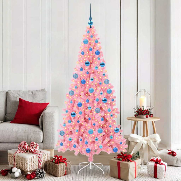 VidaXL Sapin de Noël avec 300 LED avec PVC rose standard 180 cm