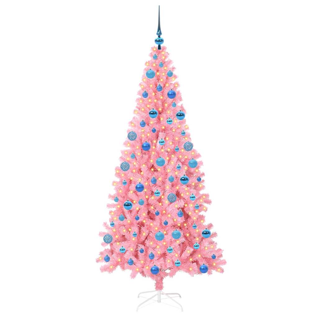 VidaXL Sapin de Noël avec 300 LED avec PVC rose standard 180 cm