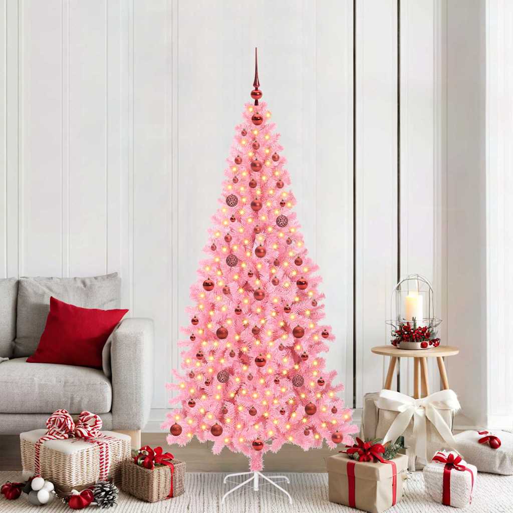 VidaXL Sapin de Noël avec 300 LED avec PVC rose standard 210 cm