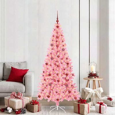 VidaXL Sapin de Noël avec 300 LED avec PVC rose standard 210 cm