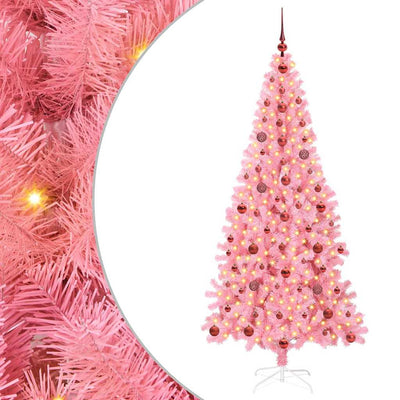 VidaXL Sapin de Noël avec 300 LED avec PVC rose standard 210 cm