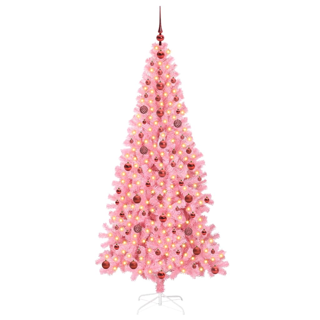 VidaXL Sapin de Noël avec 300 LED avec PVC rose standard 210 cm