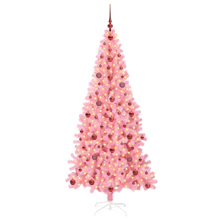 VidaXL Sapin de Noël avec 300 LED avec PVC rose standard 210 cm