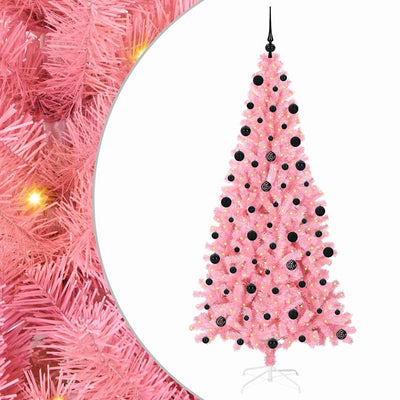 VidaXL Sapin de Noël avec 300 LED avec PVC rose standard 210 cm