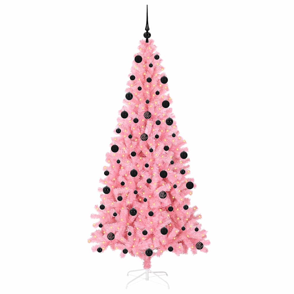 VidaXL Sapin de Noël avec 300 LED avec PVC rose standard 210 cm
