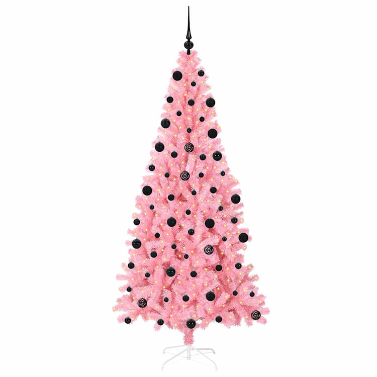 VidaXL Sapin de Noël avec 300 LED avec PVC rose standard 210 cm