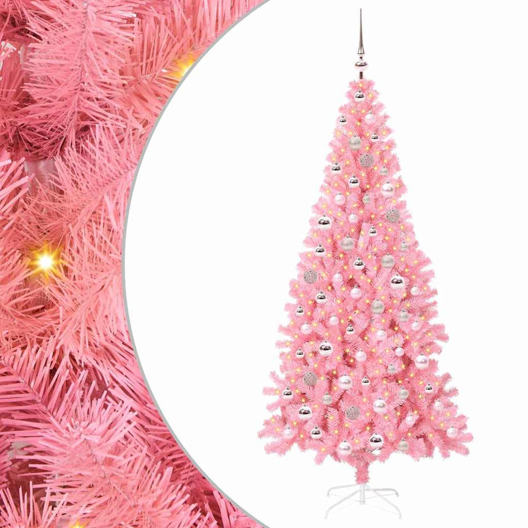 VidaXL Sapin de Noël avec 300 LED avec PVC rose standard 210 cm