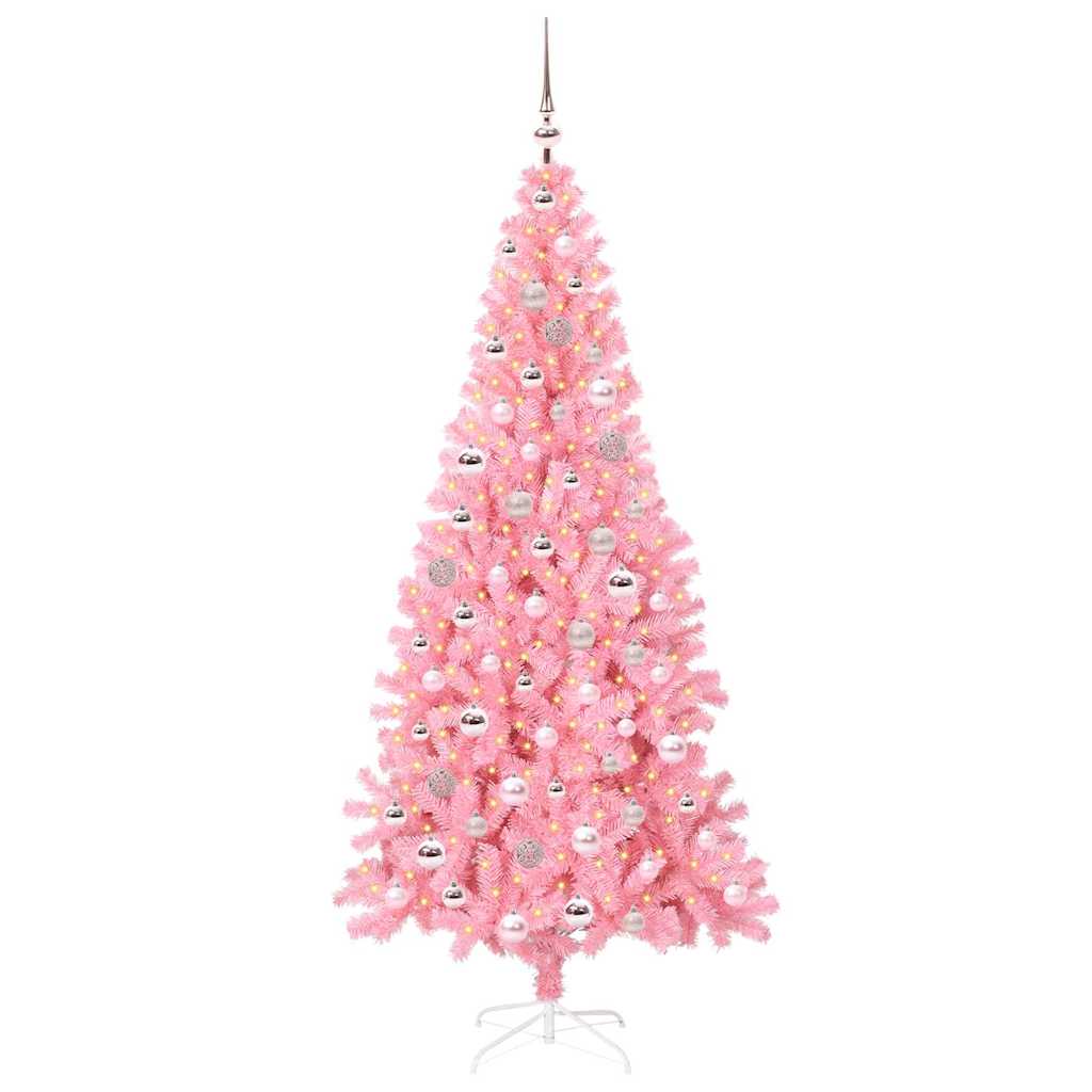 VidaXL Sapin de Noël avec 300 LED avec PVC rose standard 210 cm