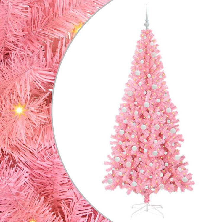 VidaXL Sapin de Noël avec 300 LED avec PVC rose standard 210 cm