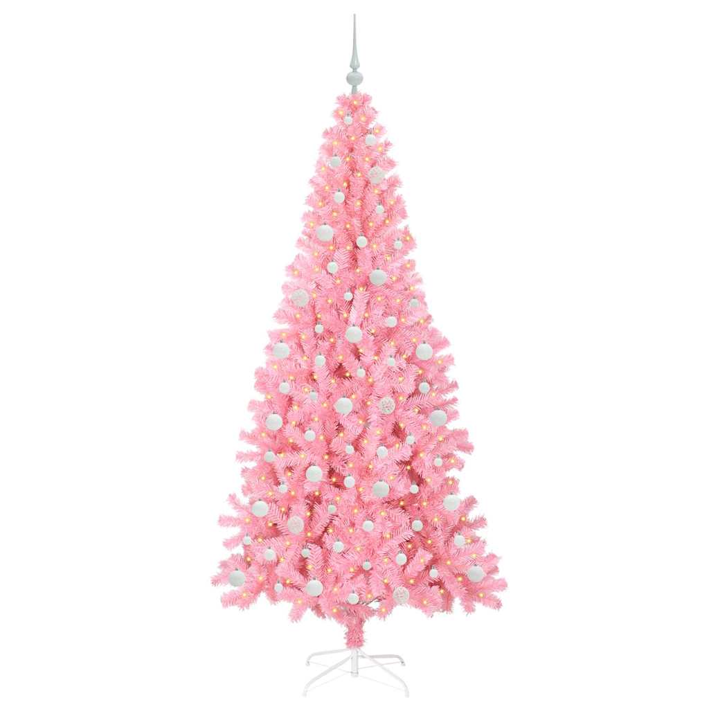 VidaXL Sapin de Noël avec 300 LED avec PVC rose standard 210 cm