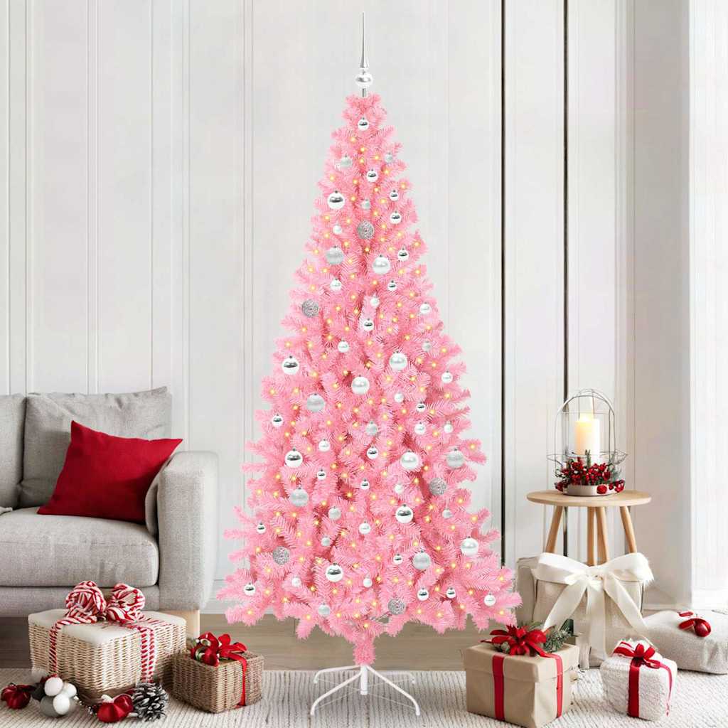 VidaXL Sapin de Noël avec 300 LED avec PVC rose standard 210 cm