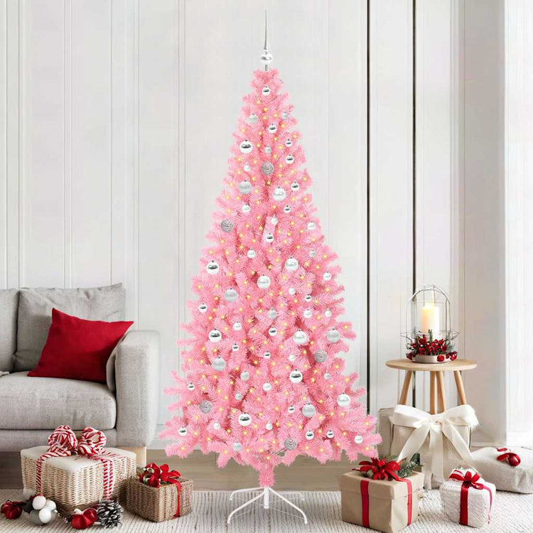 VidaXL Sapin de Noël avec 300 LED avec PVC rose standard 210 cm