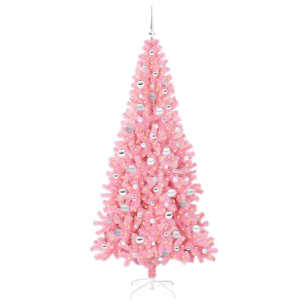 VidaXL Sapin de Noël avec 300 LED avec PVC rose standard 210 cm