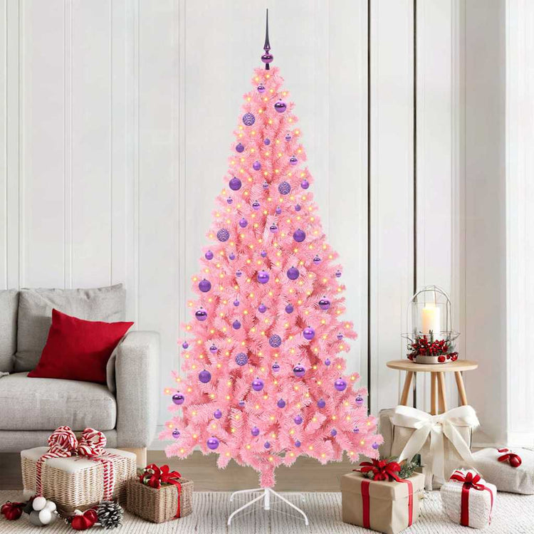 VidaXL Sapin de Noël avec 300 LED avec PVC rose standard 210 cm