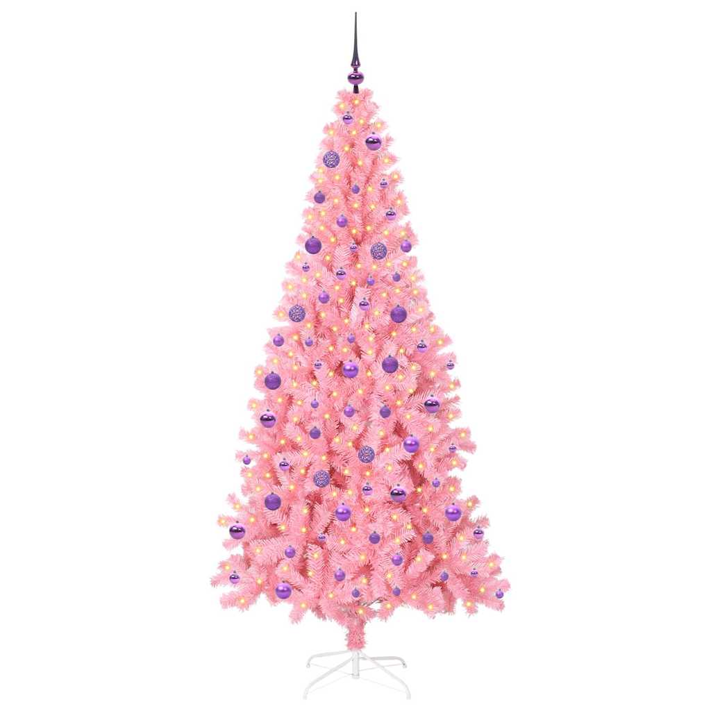 VidaXL Sapin de Noël avec 300 LED avec PVC rose standard 210 cm