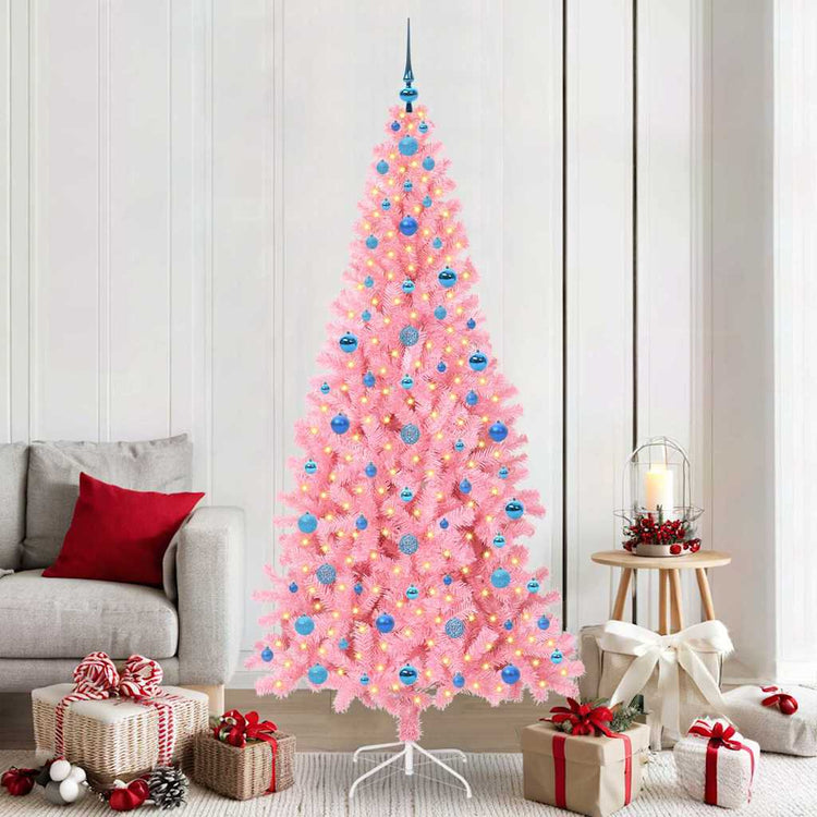 VidaXL Sapin de Noël avec 300 LED avec PVC rose standard 210 cm