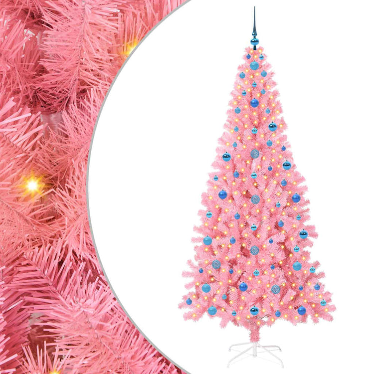 VidaXL Sapin de Noël avec 300 LED avec PVC rose standard 210 cm