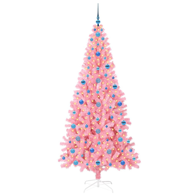 VidaXL Sapin de Noël avec 300 LED avec PVC rose standard 210 cm