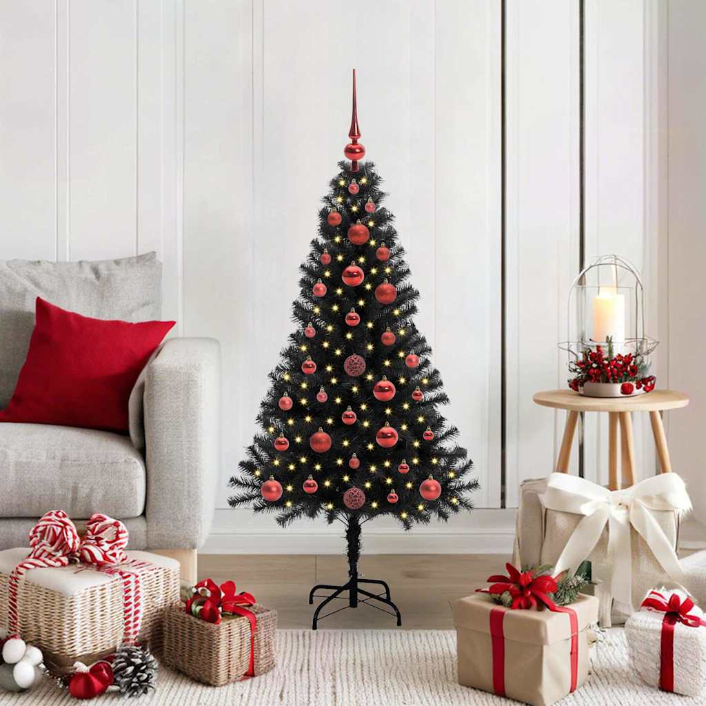 VidaXL Sapin de Noël avec 150 LED avec PVC noir standard 120 cm