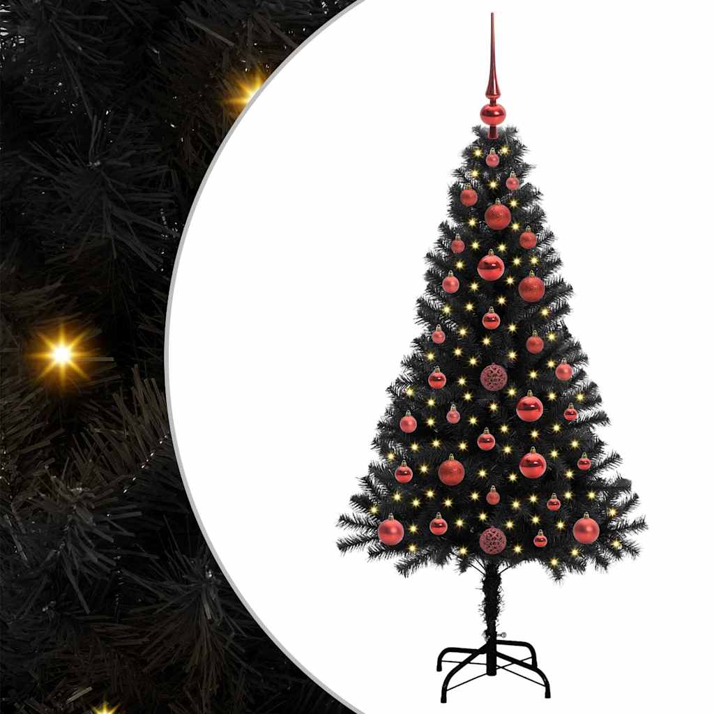 VidaXL Sapin de Noël avec 150 LED avec PVC noir standard 120 cm