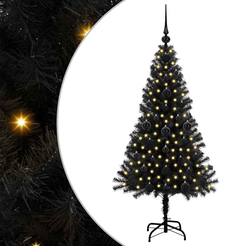 VidaXL Sapin de Noël avec 150 LED avec PVC noir standard 120 cm