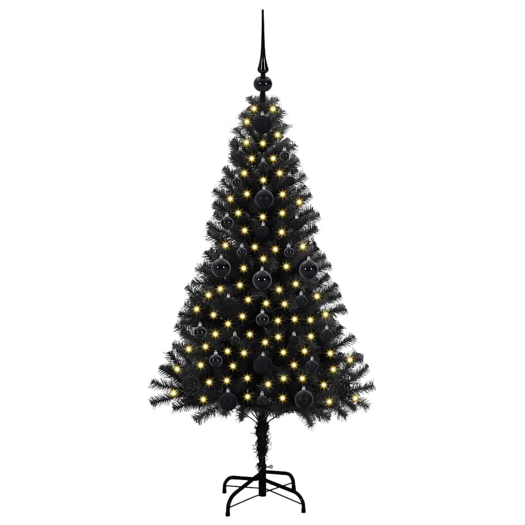 VidaXL Sapin de Noël avec 150 LED avec PVC noir standard 120 cm