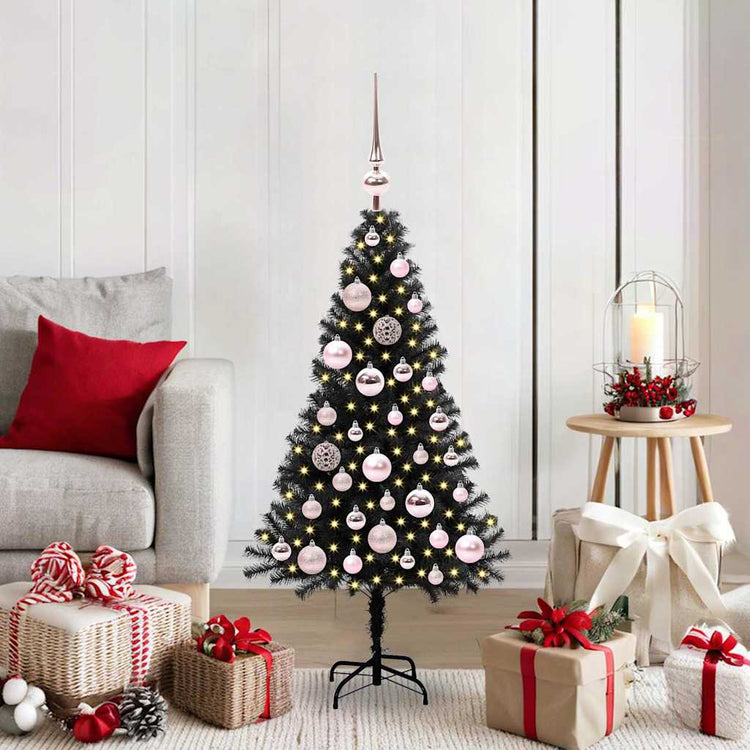 VidaXL Sapin de Noël avec 150 LED avec PVC noir standard 120 cm