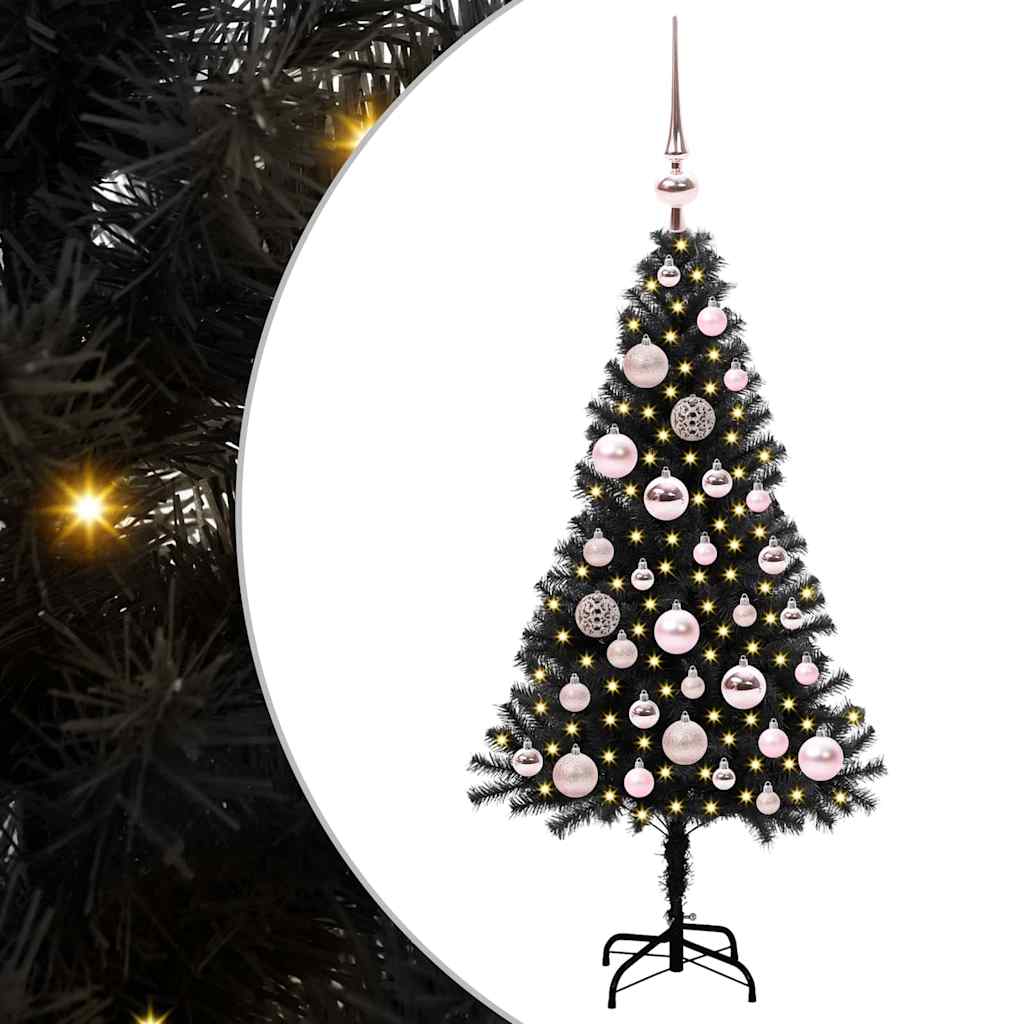 VidaXL Sapin de Noël avec 150 LED avec PVC noir standard 120 cm