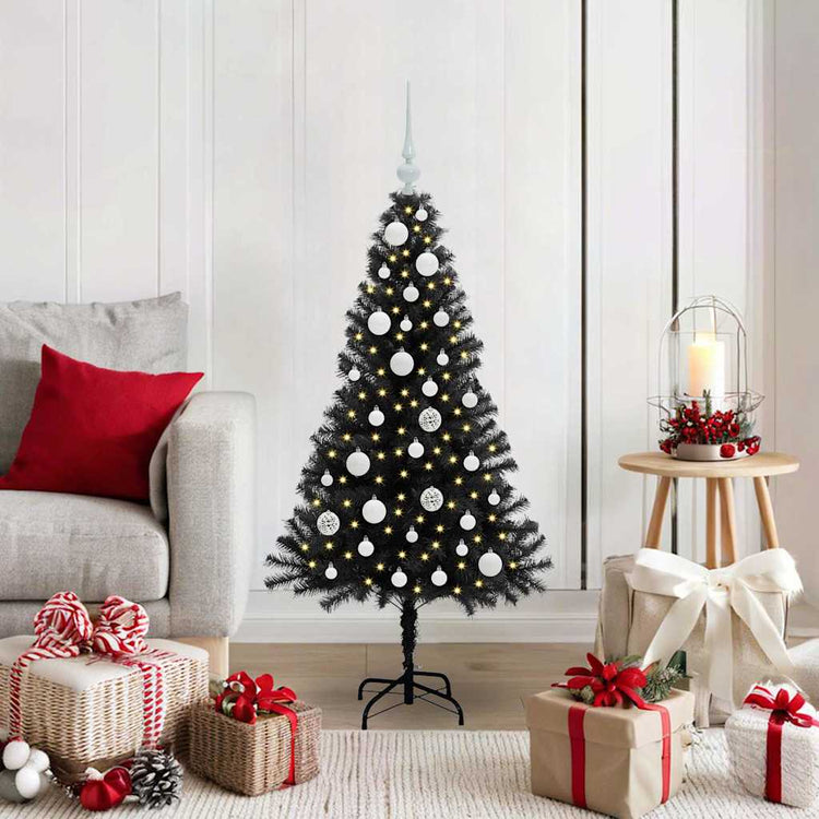 VidaXL Sapin de Noël avec 150 LED avec PVC noir standard 120 cm