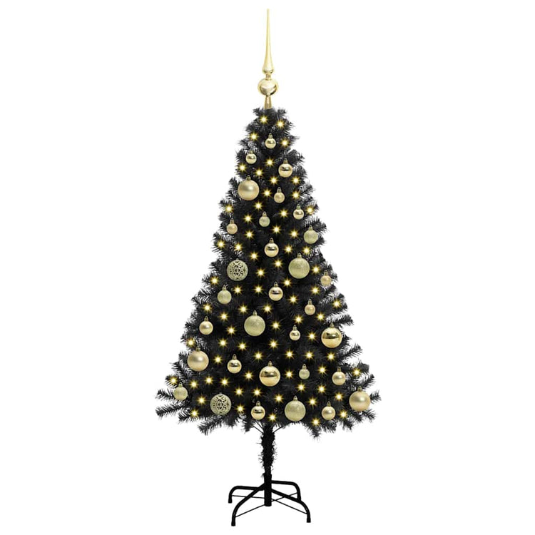 VidaXL Sapin de Noël avec 150 LED avec PVC noir standard 120 cm