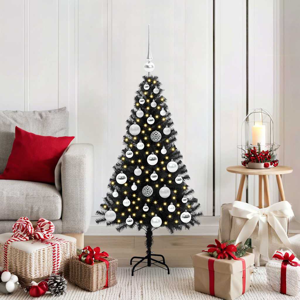 VidaXL Sapin de Noël avec 150 LED avec PVC noir standard 120 cm