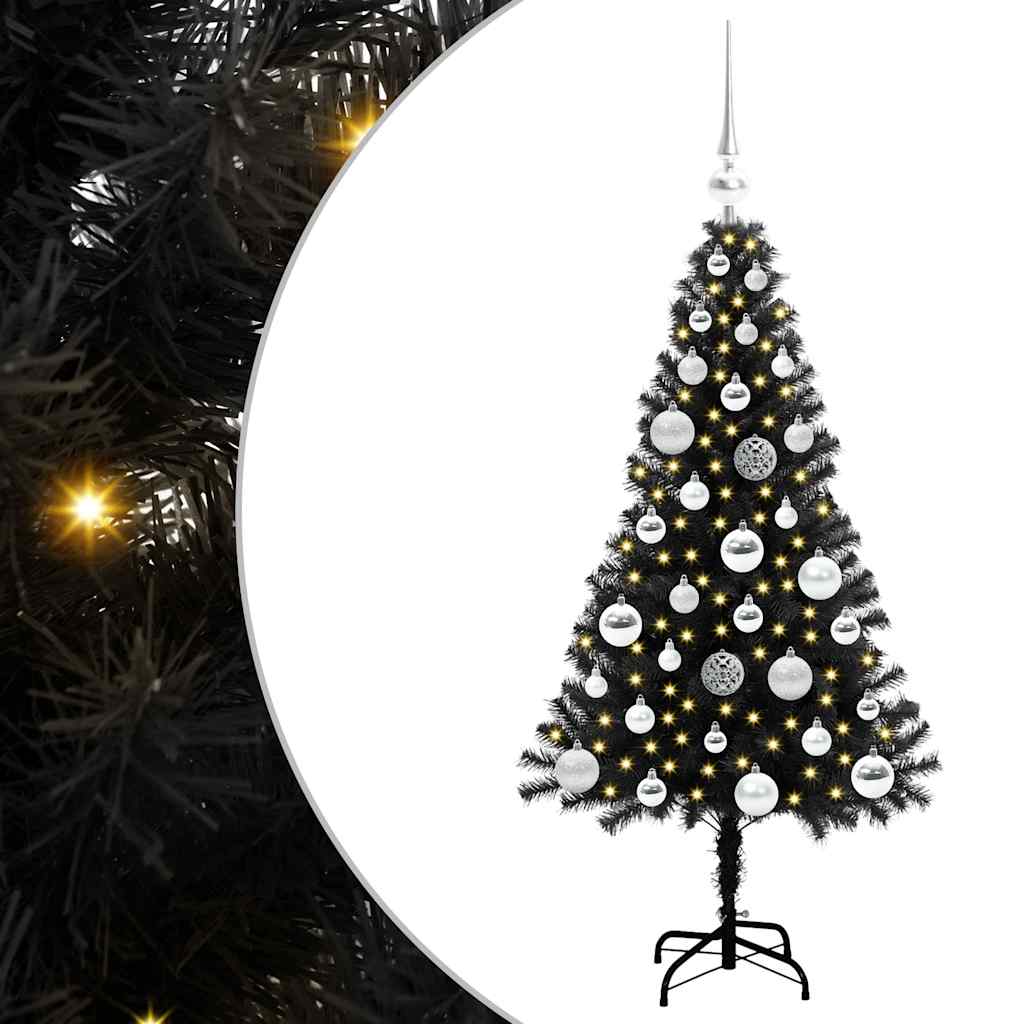 VidaXL Sapin de Noël avec 150 LED avec PVC noir standard 120 cm