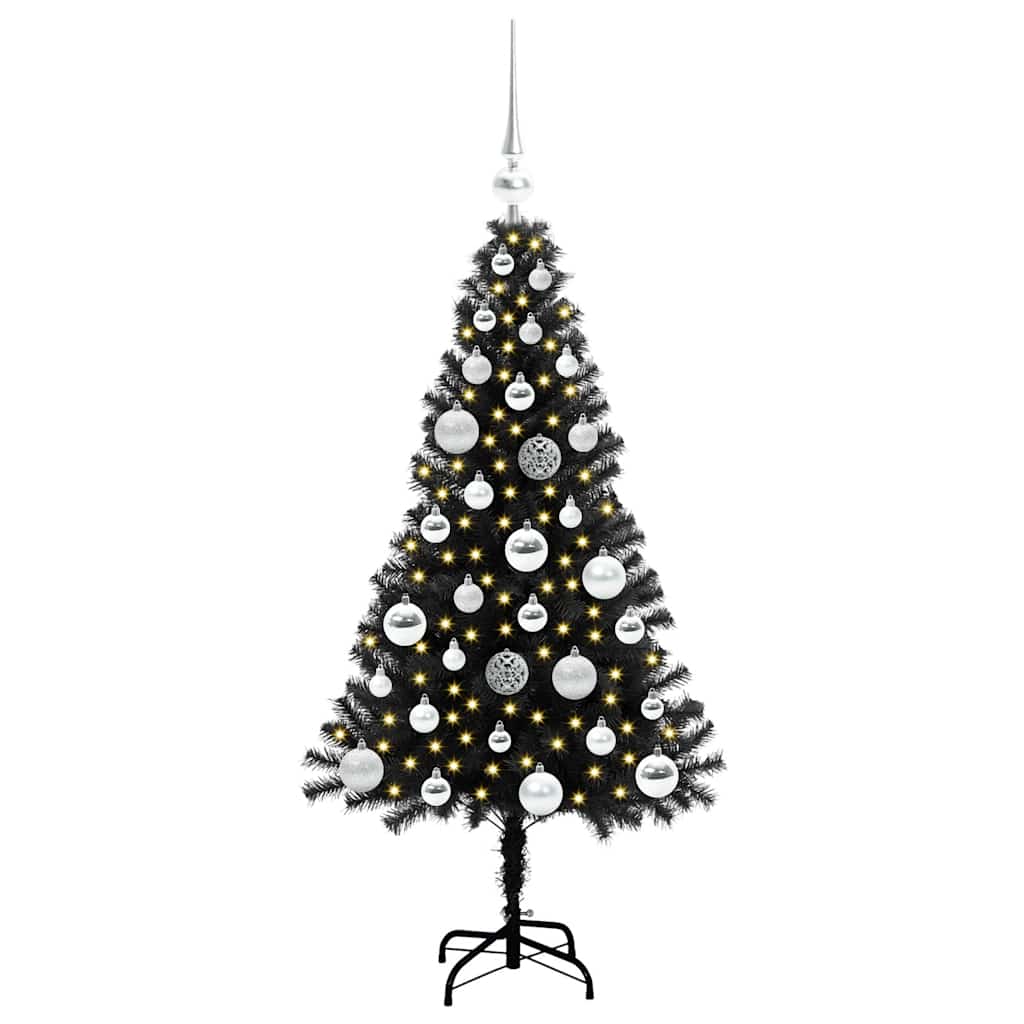 VidaXL Sapin de Noël avec 150 LED avec PVC noir standard 120 cm