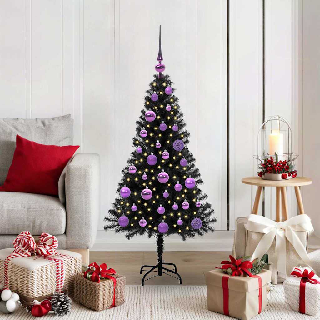 VidaXL Sapin de Noël avec 150 LED avec PVC noir standard 120 cm