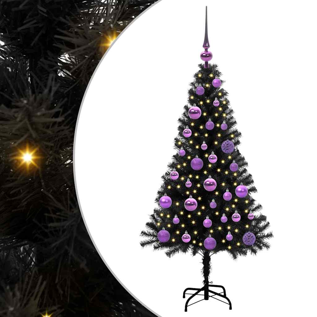 VidaXL Sapin de Noël avec 150 LED avec PVC noir standard 120 cm