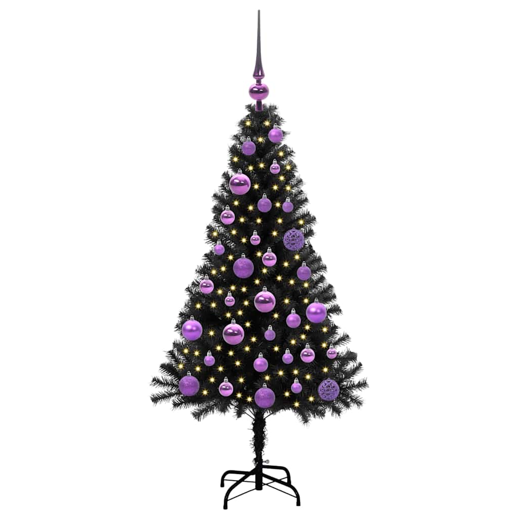 VidaXL Sapin de Noël avec 150 LED avec PVC noir standard 120 cm