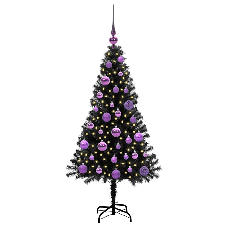 VidaXL Sapin de Noël avec 150 LED avec PVC noir standard 120 cm