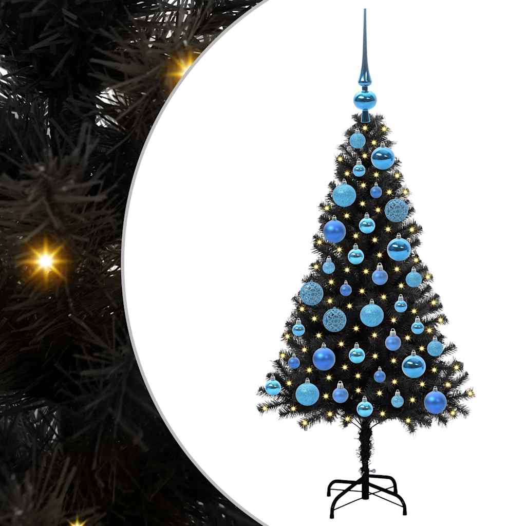 VidaXL Sapin de Noël avec 150 LED avec PVC noir standard 120 cm