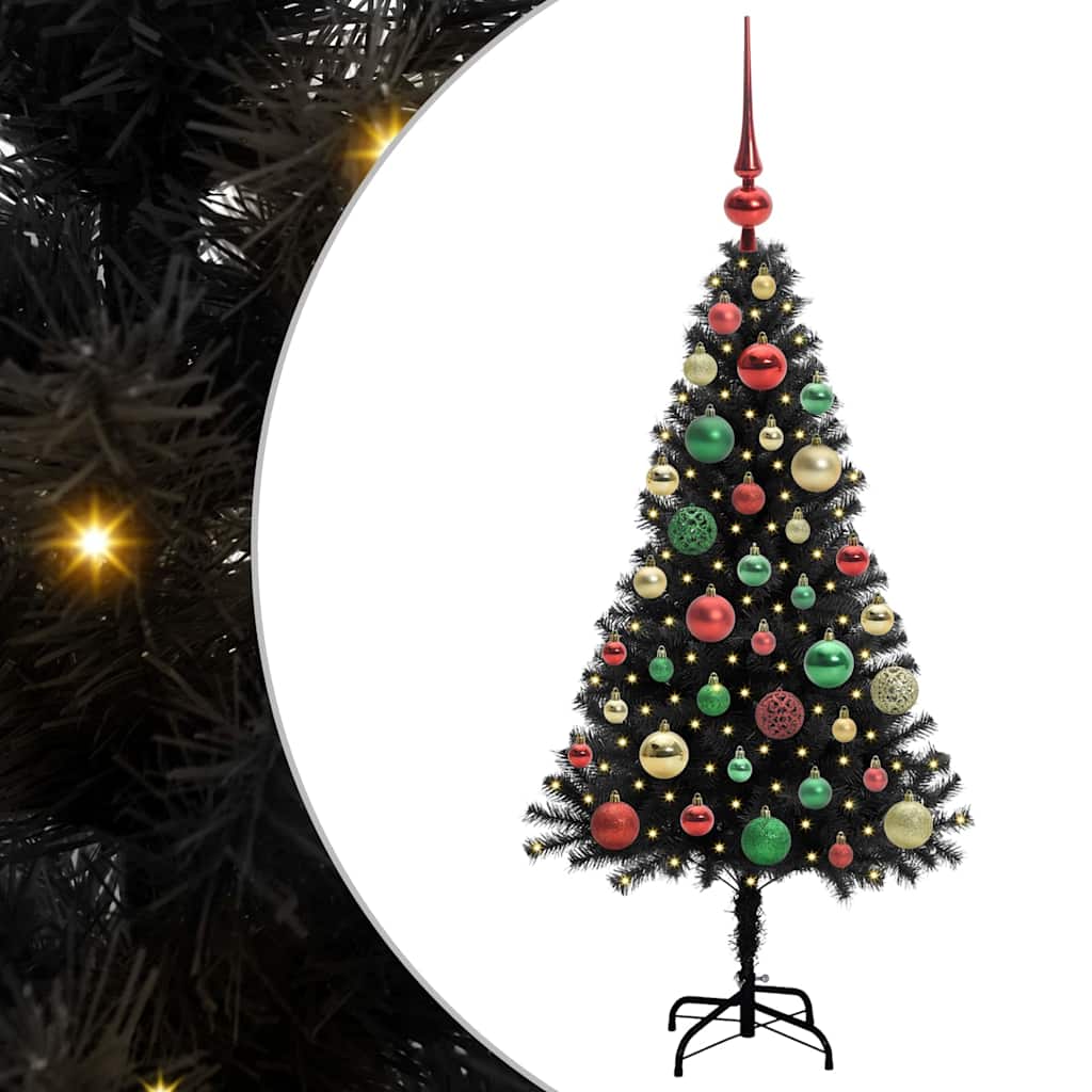 VidaXL Sapin de Noël avec 150 LED avec PVC noir standard 120 cm