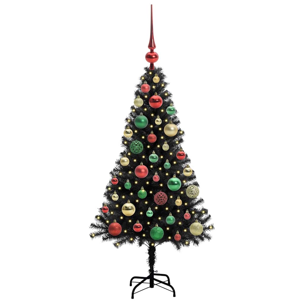 VidaXL Sapin de Noël avec 150 LED avec PVC noir standard 120 cm